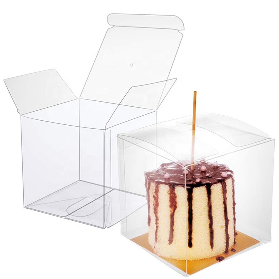 Clear plastic boxes cake