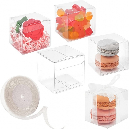 Transparent Crystal Food Safe Clear Plastic Macaron Gift Favor Box