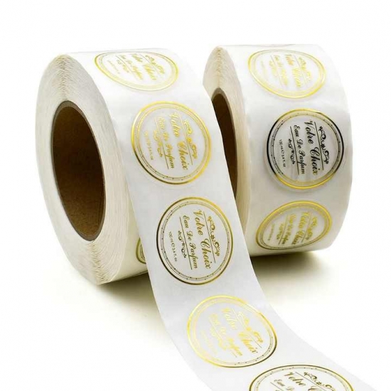 Gold foil logo round self adhesive labels roll