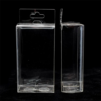  Clear PVC Plastic Fold Top Boxes With Hanger